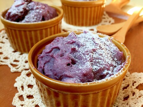 紫芋のしっとり〜♪HMで簡単カップケーキ♡